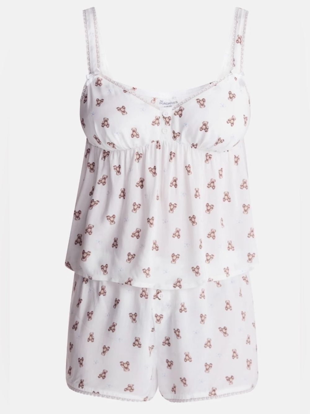 NWT No Boundaries XXL 20 Teddy Bear Print Cami Shorts Pajama Set Rayon